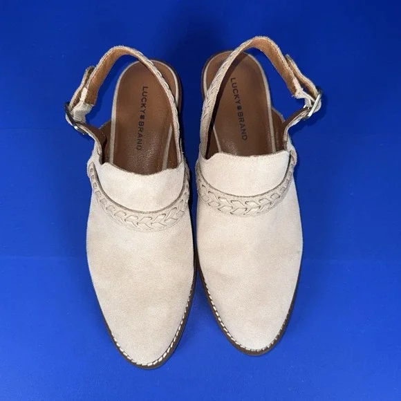 Lucky Brand Feyn Clog Women's 8.5 Open Back Suede Slip On Heels Wedge - Picture 2 of 8